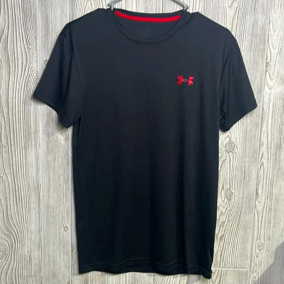 Men’s Under Armour Tee Black Red Size Small - Picture 1 of 4